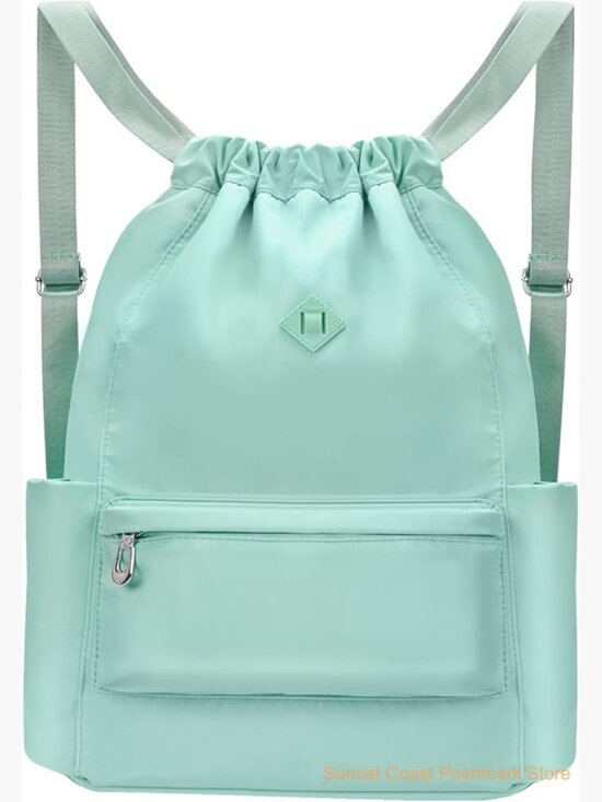 Water-Resistant Drawstring Backpack with Wet Pocket for Gym Beach main image 6